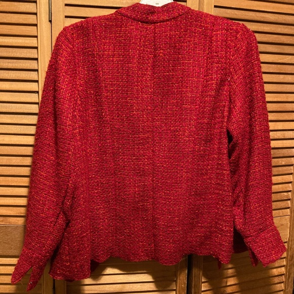 Coldwater Creek Red Waterfall Boucle Draped Collar Jacket - Picture 2 of 16